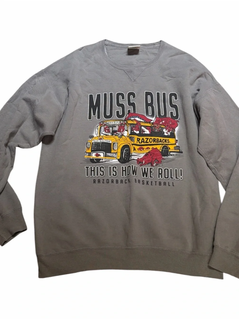 Muss Bus Razorbacks Graphic Crewneck Sweatshirt - Gray